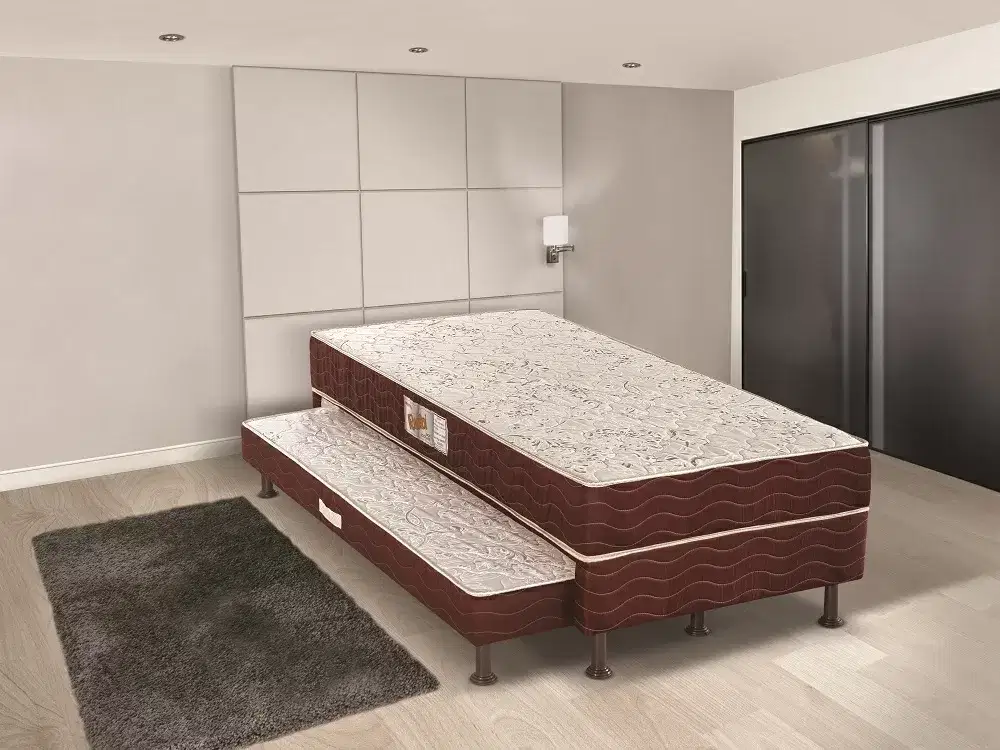CAMA BOX CONJUGADO SOLTEIRAO ESPUMA BICAMA C/AUX. 88X188X42 RUBI 80KG RECONFLEX 