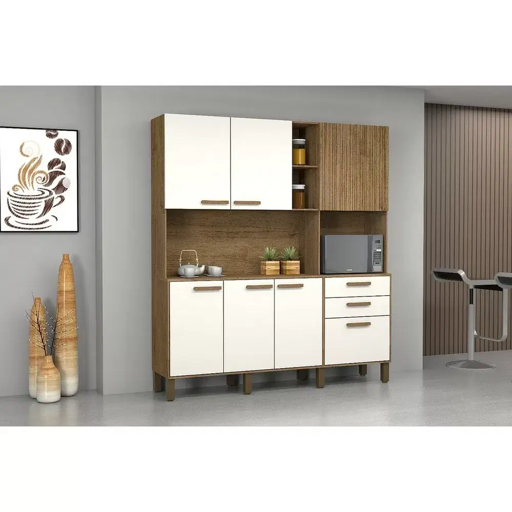 KIT COZINHA 1.80M 7 PORTAS TREVISO PLUS 15/12 CINAMOMO/OFF A200XL180XP40 JOSAN 