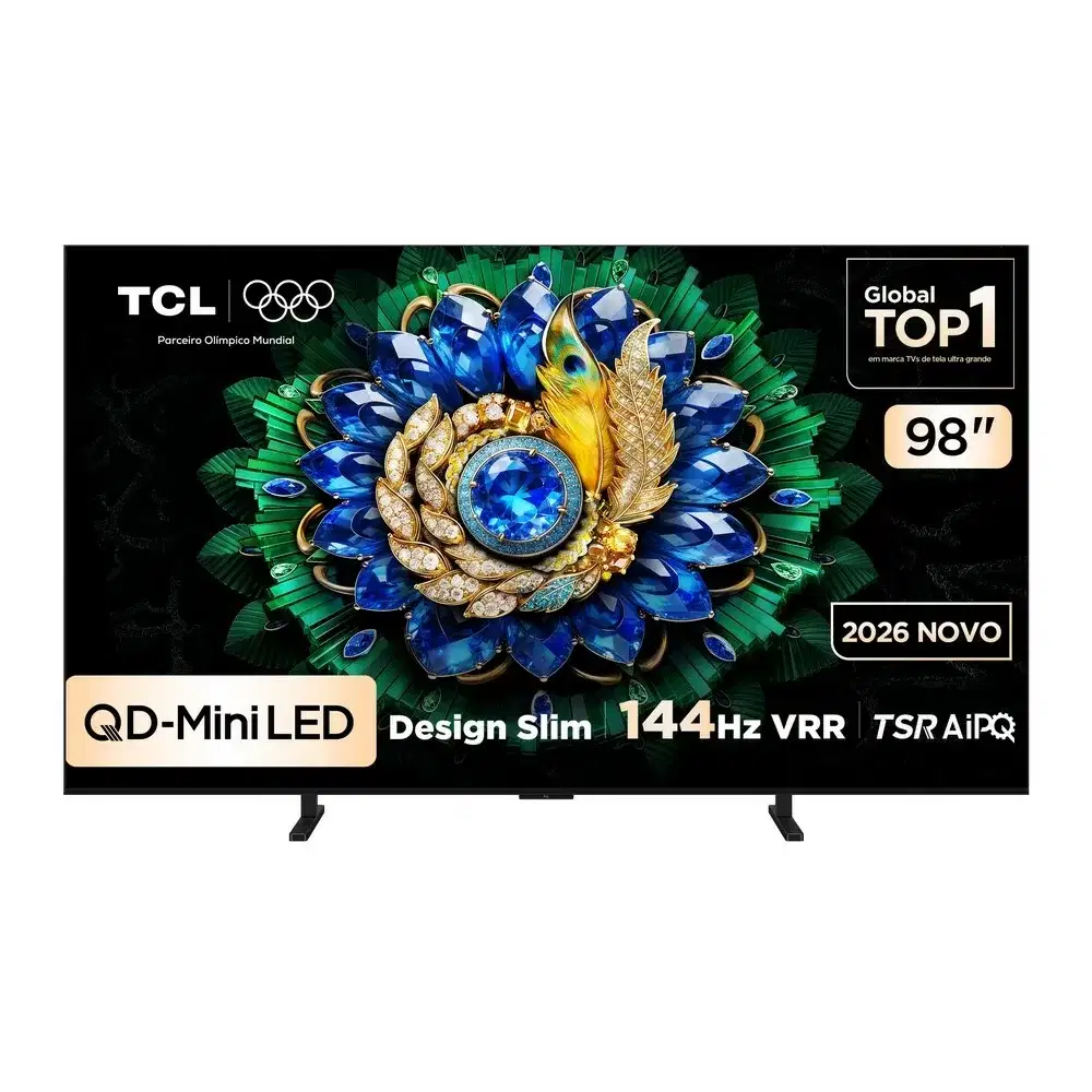 TV QLED SMART 98 TCL 98A400M QD-MINI LED ULTRA HD 4K GOOGLE TV DOLBY ATMOS 3 HDMI 1 USB PRETA BIVOL