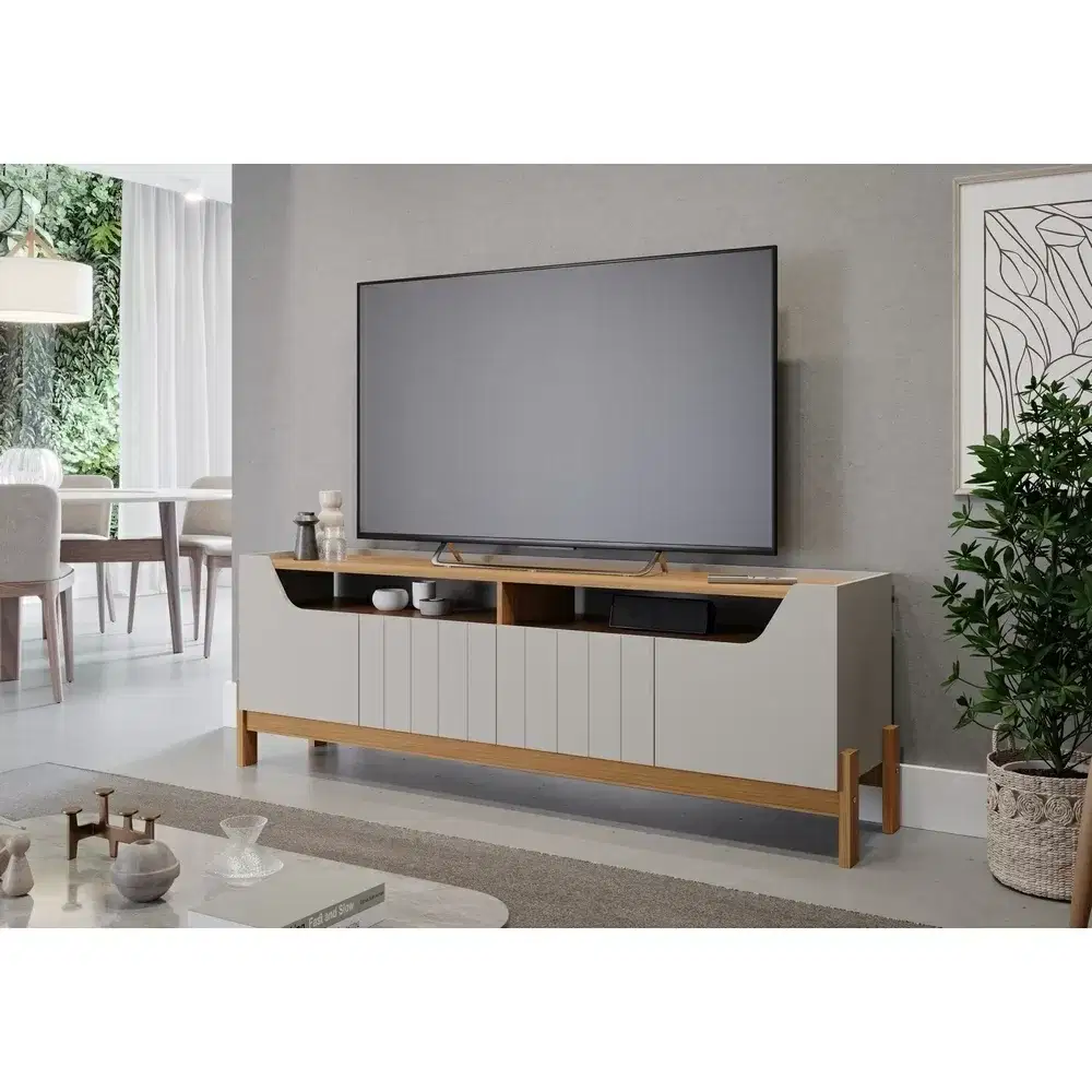 RACK 1.85M MOEMA PARA TV ATE 65 OFFWHITE/NATURE MDF A62XL180XP40 PERMOBILI