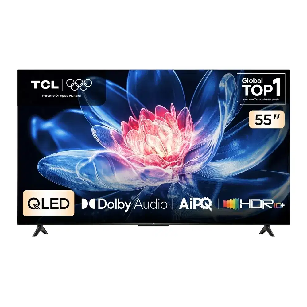 TV QLED SMART 55 TCL ADVANCED 55T6C UHD 4K GOOGLE TV 3 HDMI 1 USB PRETA BIVOLT
