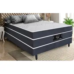 CAMA BOX CONJUGADO CASAL MOLA ENSACADA 138X188X64 JULIETE CINZA C/PE 120KG CAZA NOBRE