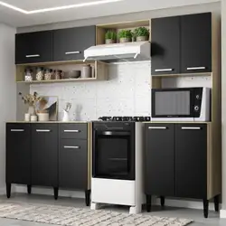 Armário Cozinha Compacta Arizona Essence Carraro - Carvalho/Preto Carvalho/Preto