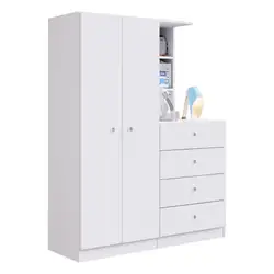 Guarda-Roupas Infantil 2 Portas e 4 Gavetas Multimóveis CR35094 Branco Branco