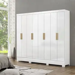 GUARDA ROUPA 8 PORTAS 4 GAV 2.26M IMPERIO/TAURI BRANCO C/PE A204XL226XP46 VISAO