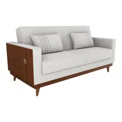 Sofá-Cama 203cm 3 Lugares com Tecido Bouclé Multimóveis CR45255 Bege Bege