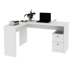 Escrivaninha/Mesa Escritório de Canto com 2 gavetas Multimóveis CR25032 Branca