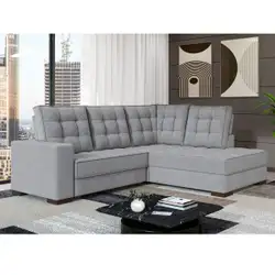 Sofá de Canto Retrátil e Reclinável 4 Lugares 220cm Multimóveis CR45346 Cinza Cinza