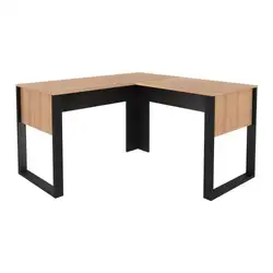Mesa de Canto para Escritório 136cm Multimóveis CR25263 Amêndoa/Preto Amêndoa/Preto