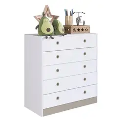 Cômoda Infantil com 5 Gavetas Multimóveis CR40101 Branca/Fumê Branco/Fumê