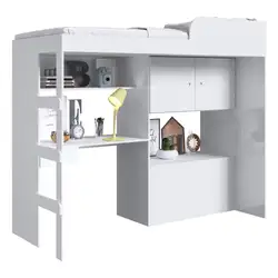 Cama Infantil com Baú e Escrivaninha Multimóveis CR40073 Branca Branco