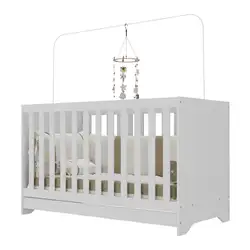 Berço 3 em 1 para Colchão 60x130cm Pipoca Multimóveis BB0527 Branco Branco