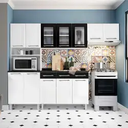 Cozinha de Aço Completa C/ Kit para Micro-Ondas Telasul Topázio 4 Peças Branco/Preto Branco com Preto