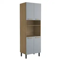 Armário para Forno Cozinha 4 Portas 1 Prateleira Axé Cinza
