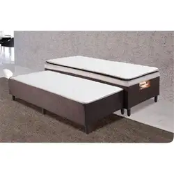 CAMA BOX CONJUGADO SOLTEIRAO ESPUMA D28 C/AUX 88X188X64 BARBARA MARROM 90KG CAZA NOBRE