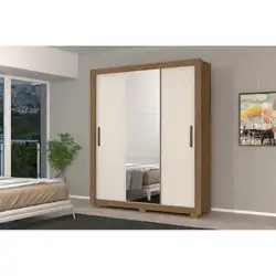 GUARDA ROUPA 3 PORTAS 4 GAV APOLLO CINAMOMO/OFF FLEX C/ESPELHO C/PE 15/12MM A205XL180XP48 JOSAN