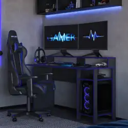 Mesa Gamer para Computador 136cm Multimóveis CR25357 Grafite/Azul Grafite/Azul