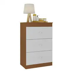 Cômoda Infantil com 3 Gavetas Doce de Leite Multimóveis MP2676 Madeirado/Branco Madeirado/Branco
