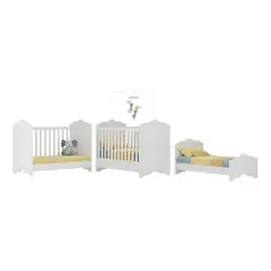 Berço Americano 3 em 1 para Colchão 70x130cm Quindim Multimóveis BB0536PA Branco Branco