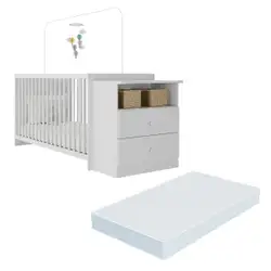 Berço Cômoda com Colchão Incluso Meu Bebê Multimóveis FG4013 Branco
