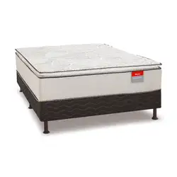CAMA BOX CONJUGADO CASAL ESPUMA D28 138X188X65 DOUBLE C/PILLOW C/PE CINZA/PRETO 90KG RECONFLEX