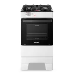 FOGAO 4 BOCAS ESMALTEC T4VAB IDEAL TOP GLASS 4126 COM MESA VIDRO BRANCO BIVOLT