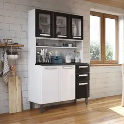 Cozinha Compacta em Aço 6 Portas 3 Vid 2 Gav Evidence Preto