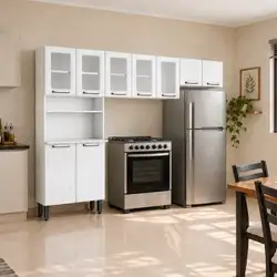 Cozinha Completa Compacta em Aço 9 Portas Múltipla Branco
