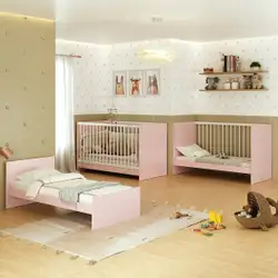 Berço 3 em 1 para Colchão 60 x 130 cm Multimóveis MP0527G - Rosa/Branco Rosa/Branco