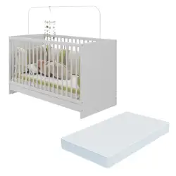 Berço 3 em 1 com Colchão Incluso Multimóveis MP0527GC Branco Branco