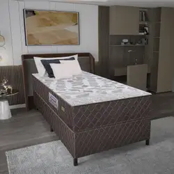 Cama Box Conjugado Solteiro com Colchão (88x57x188) Sonopro Gazin CR35336 Marrom