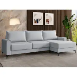 Sofá 3 Lugares 270cm com Chaise e Pés Metálicos Multimóveis CR45343 Cinza Cinza