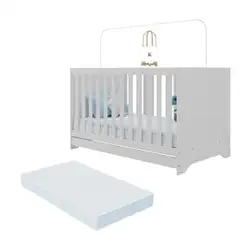 Berço Americano 3 em 1 com Colchão Incluso Multimóveis MP0527PA Branco Branco