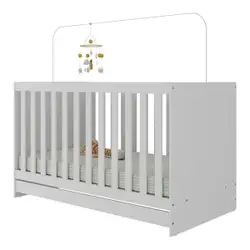 Berço 3 em 1 para Colchão 130 x 60cm Doce de Leite Multimóveis MP0527R Branco Branco