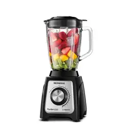 LIQUIDIFICADOR MONDIAL L-1400 TURBO GLASS 12 VELOCIDADES JARRA DE VIDRO 2,2L 1400W PRETO/INOX 220V