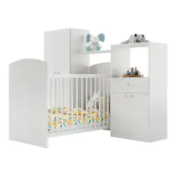 Quarto Infantil Completo com Berço e Armários Gominha Multimóveis BB2869 Branco Branco