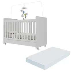 Berço Americano 3 em 1 com Colchão Incluso Chantilly Multimóveis BB0504BC Branco Branco