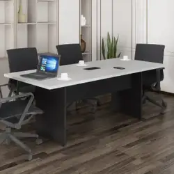 Mesa de Escritório Reunião 200cm com Caixa de Tomadas Multimóveis CR25334 Cinza/Preto Cinza/Preto