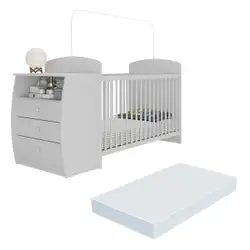 Berço Cômoda com Colchão Incluso Colinho de Mãe Multimóveis Branco