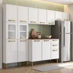 Cozinha Completa Aço com Tampo 14 Ptas 2 Gav Bella Branco