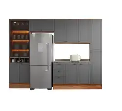 Cozinha Completa Milla Ultra Armário e Balcão Nog/Cinza Carraro
