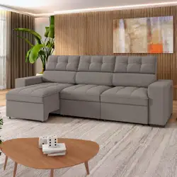 Sofá Retrátil e Reclinável 4 Lugares 290cm Multimóveis CR45336 Bege Bege