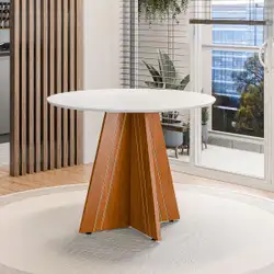 Mesa de Jantar Redonda 4 Lugares Multimóveis CR50244 Cinamomo/Off White Cinamomo/Off White