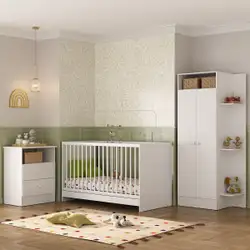 Jogo De Quarto Infantil Trevalla Móveis Pom Pom 3 Peças Branco Branco
