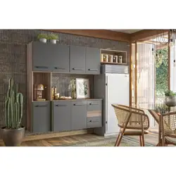 COZINHA 1.80M JULIETE CARVALHO NATURE/CHUMBO15/12MM 15560 A136XL180XP33 NICIOLI