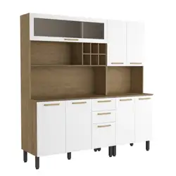 Cozinha Completa Compacta 190 cm 2 Gav Axé Branco/Carvalho