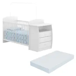 Berço Cômoda com Colchão Incluso Colinho de Mãe Multimóveis FG2951 Branco