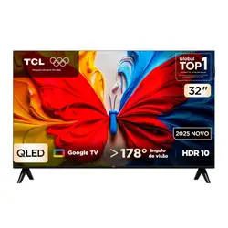 TV QLED SMART 32 TCL 32S5K FULL HD GOOGLE TV 3 HDMI 1 USB PRETA BIVOLT
