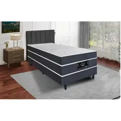 CAMA BOX CONJUGADO SOLTEIRAO MOLA ENSACADA 88X188X64 JULIETE CINZA C PE 120KG CAZA NOBRE